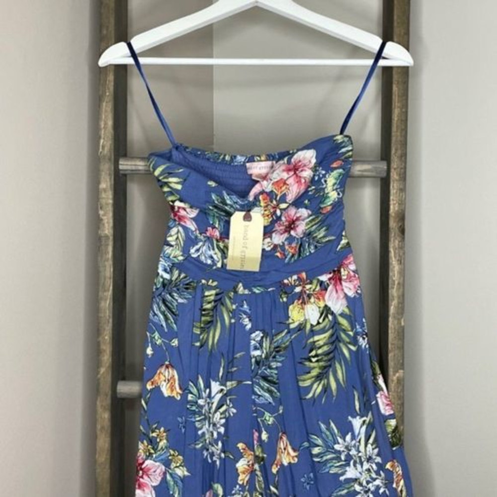 Band Of Gypsies‎ Blue Floral Strapless Romper